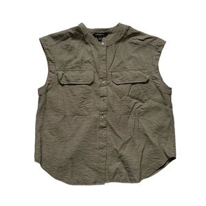 BANANA REPUBLIC Oversized Sleeveless Button Front Blouse Brown XS